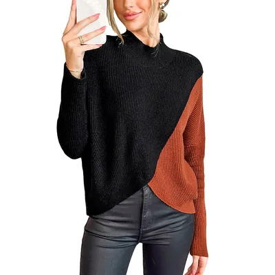 Women's Cable Knit Mock Neck Sweater