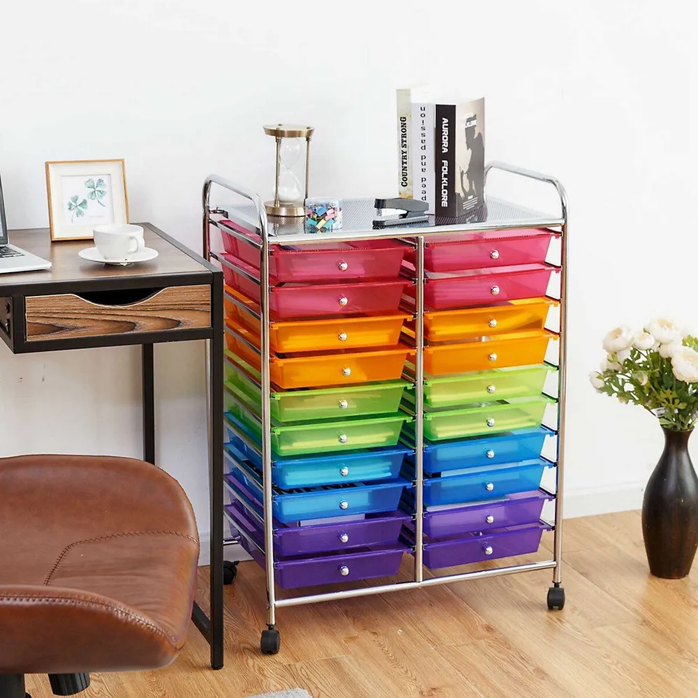 Costway 12 Drawers Rolling Cart Storage Mutlicolor Scrapbook Paper Studio Organizer  Bins