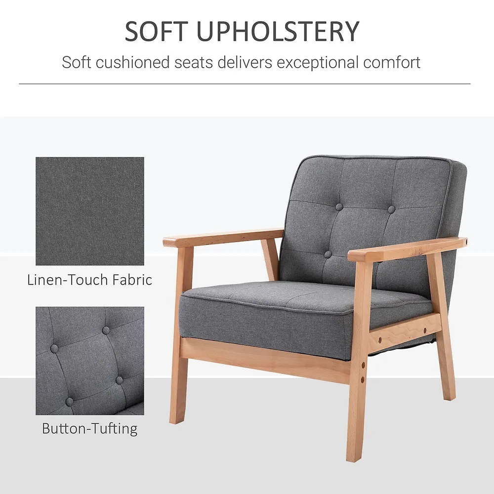 Accent Arm Chair With Upholstered Tufted Back