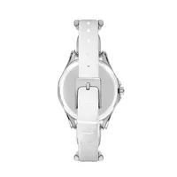 Ladies Lc07488.330 Multi-function Silver Watch With A White Leather Strap And A Silver Dial