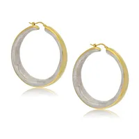 18kt Gold Plated Large Electroform Hoop With Enamel Pearl White Hoop Earrings