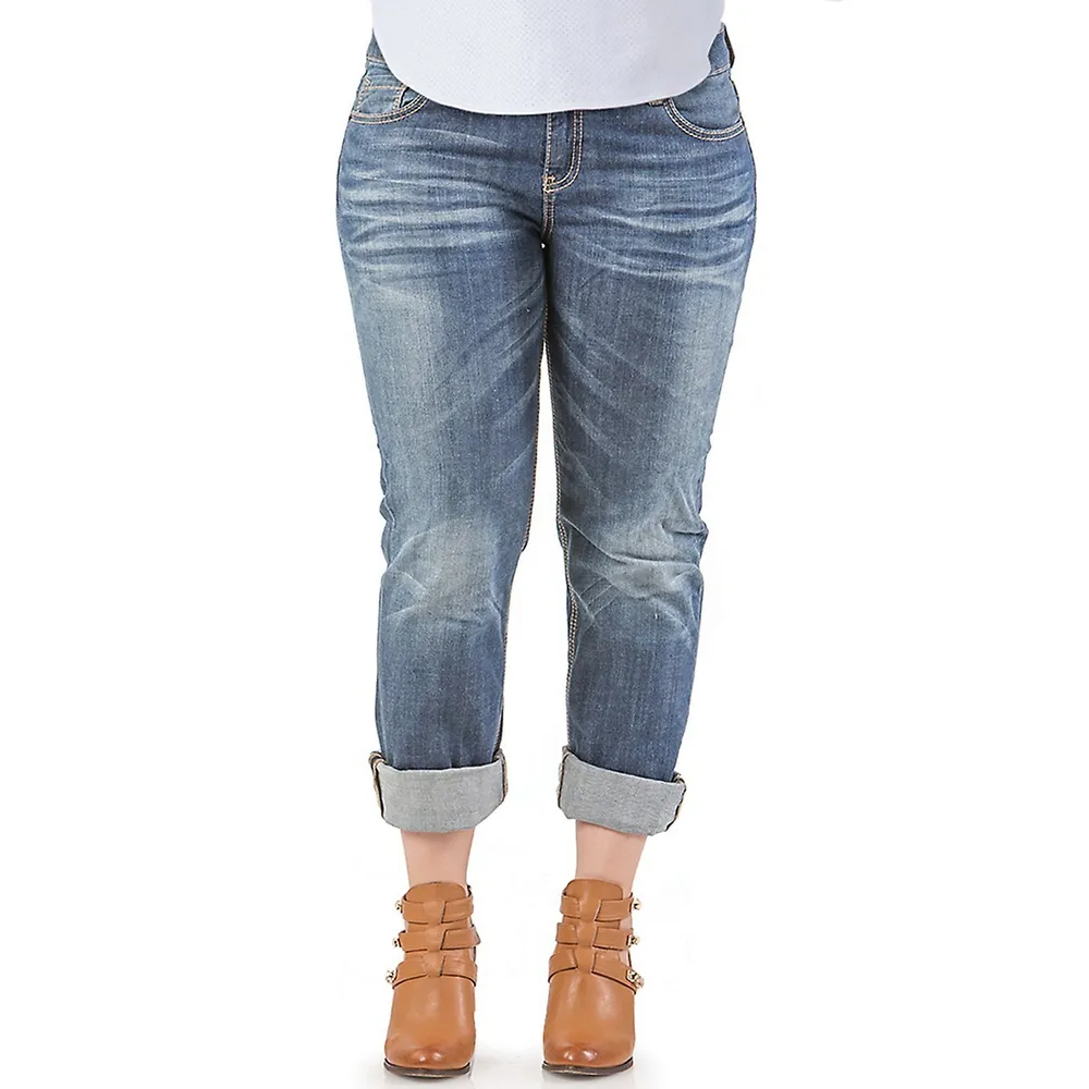 Poetic Justice Tall Womens Curvy Fit Blue Medium Whiskering Blasted Skinny  Jeans