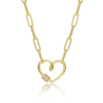 Kids/teens 14k Yellow Gold Plated Cubic Zirconia Charm Necklace
