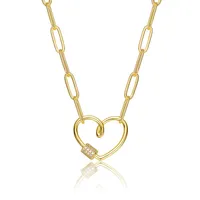 Kids/teens 14k Yellow Gold Plated Cubic Zirconia Charm Necklace