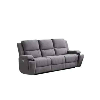 Soft Grey Fabric Power Recliner Sofa With Usb Chargers