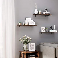 Set Of 2 Floating Wall Shelves With Vintage Wood Effect