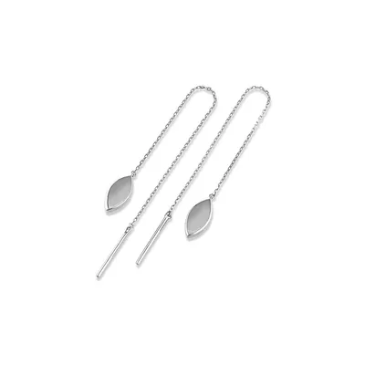Marquise Disc Threader Earrings In Sterling Silver