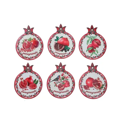 8" Ceramic Trivet Pomegranate Asstd - Set Of 6