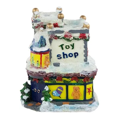 4" Glittered Snowy Toy Shop Christmas Village Building