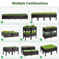 Costway Set Of 4 Raised Garden Bed Elevated Flower Vegetable Herb Grow Planter Box