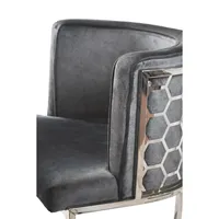 Modern Trends Dark Grey Velvet Honeycomb Accent Chair In Chrome