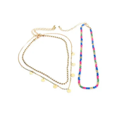 Beaded Multicolour Layered Necklace