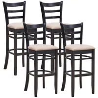 Set Of 4 Bar Stools 31" Kitchen Dining Chairs With Ergonomic Backrest & Footrest