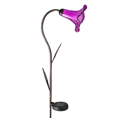 45.25" Transparent Lily Lighted Solar Powered Outdoor Lawn Stake