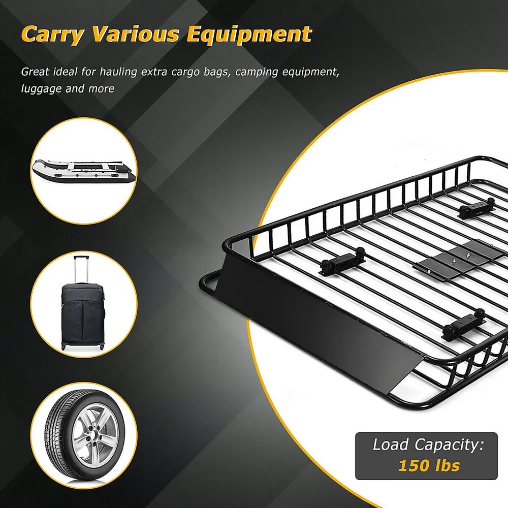 Goplus14 Cubic Feet Cargo Box Dual-sided Opening Rooftop Carrier w/Car  Trunk Organizer 