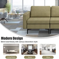 Modern Modular 3-seat Sofa Couch W/ Side Storage Pocket & Metal Leg