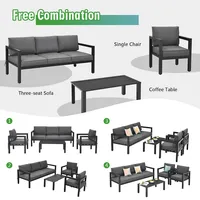 4-piece Outdoor Patio Furniture Set Sectional Sofa Set Coffee Table