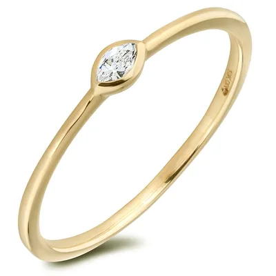 10k Yellow Gold 0.08 Ct Diamond Petite Stackable Ring