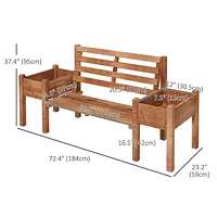 2 Seater Garden Bench With Planter Boxes For Backyard Lawn