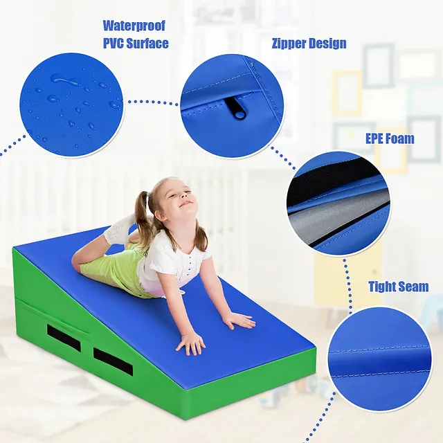 Incline Gymnastics Mat Cheese Wedge Tumbling Mat w/Zipper Handle Home  Training