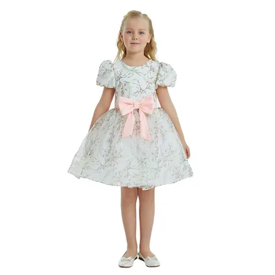 Girls Floral Dress With A Pink Bow
