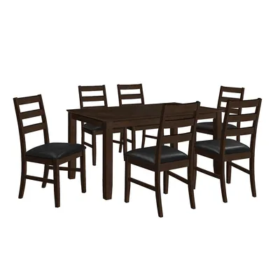 60” Rectangular Dining Table In Espresso Brown Veneer