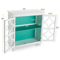 Kitchen Storage Cabinet Buffet Sideboard W/ Glass Doors & Adjustable Shelf