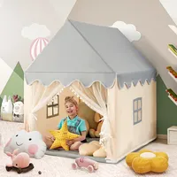 Kids Play Tent Large Playhouse Children Castle Fairy Tent Gift W/ Washable Mat