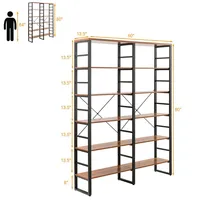 80.7'' Double Wide 6-shelf Bookcase Industrial Large Open Metal Storage Shelf