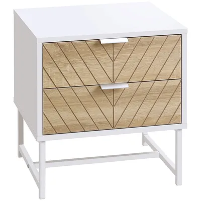Bedside Table With 2 Drawers And Steel Frame Sofa Side Table