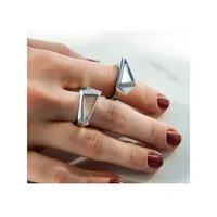 Rhodium-plated Sterling Silver White Crystal & Genuine Mother Of Pearl Doublet Cubic Zirconia Ring