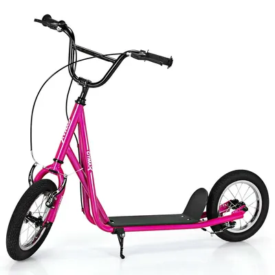 Kick Scooter Carbon Steel Frame W/12'' Air Filled Wheel Youth Kids