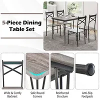 5-piece Dining Table Set Modern Rectangular Dining Table & 4 Dining Chairs Set