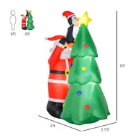 6ft Tree With Santa Claus And Penguin Inflatable Christmas Decoration
