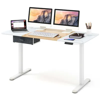 Electric Standing Desk 55" X 28" Height Adjustable Sit Stand With Usb Charging Port