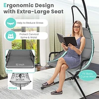 Swing Chair With Stand Extra-wide And Cushioned Seat Outdoor Indoor Hanging Chair