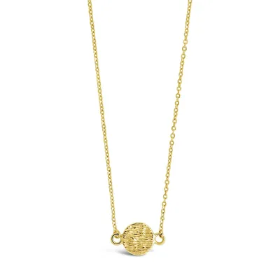 14k Gold Textured Circle Pendant Necklace