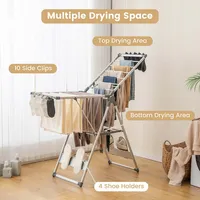 2-layer Space-saving Aluminum Drying Rack Collapsible Clothes Drying Rack