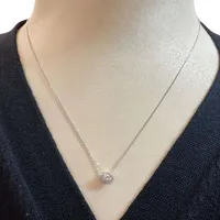 10k White Gold 0.28 Cttw Canadian Diamond Halo Pendant & Chain Necklace