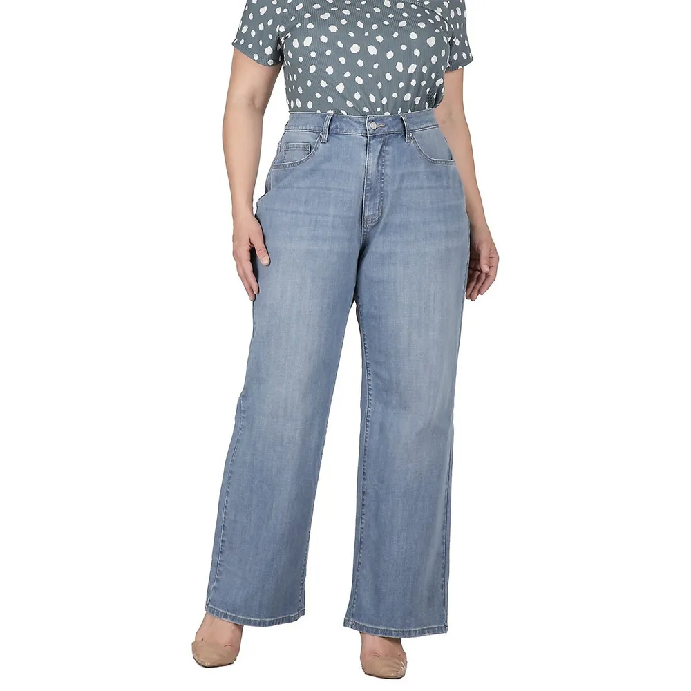 STRAIGHT LOOSE FIT JEANS - Polkadots