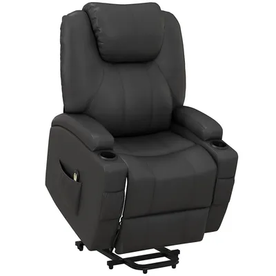 Power Lift Recliner For Elderly Leather Recliner Chair Grey