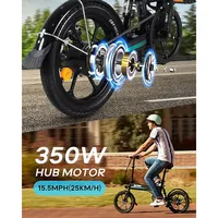 Ebe1 16" Foldable Electric Bike With 270wh Removable Battery, Lightweight Alloy Frame Electric Bicycle With Dual Fenders