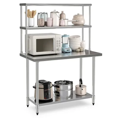 Stainless Steel Table With Overshelves
