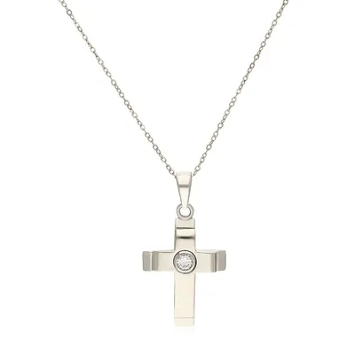 10kt With Cross And Cubic Centre Necklace