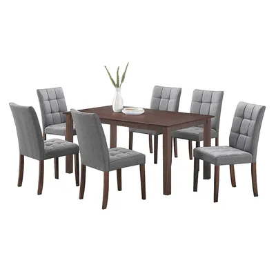 Modern Trends Clare 7pc Solid Wood Dining Set (60" X 36") - Dark Grey