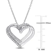 1/5 Ct Tw Diamond Heart Pendant With Chain In Sterling Silver