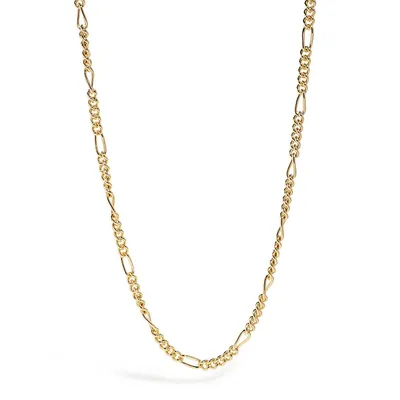18kt Gold Plated 24" Men's Yellow Gold Plated 6mm Figaro Chain