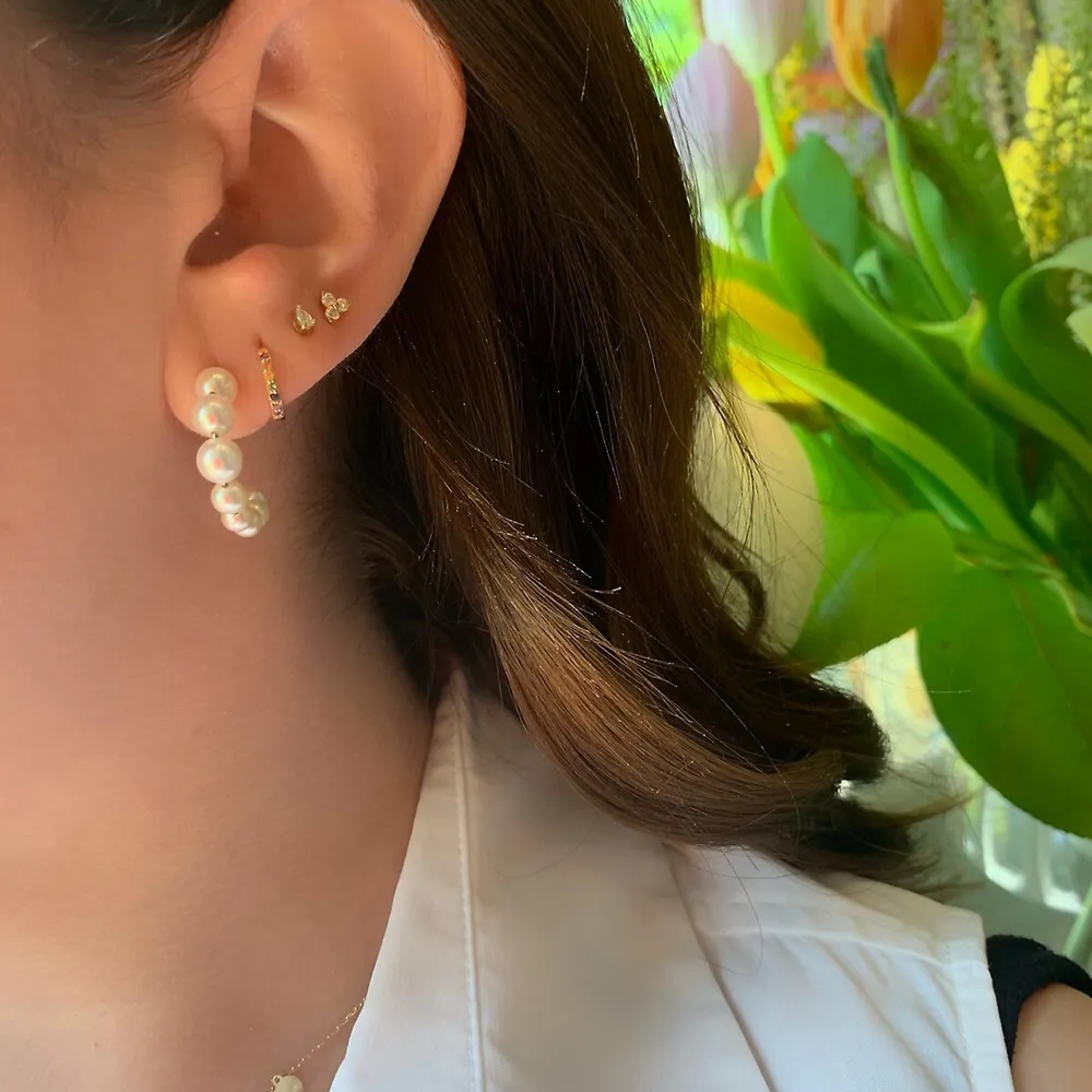 14k Gold Tiny Pear Shape Diamond Stud Earrings