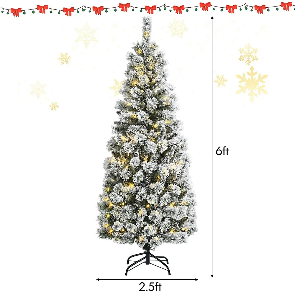 Costway 8ft Pre-lit Hinged Christmas Tree with Remote Control & 9 Lighting  Modes