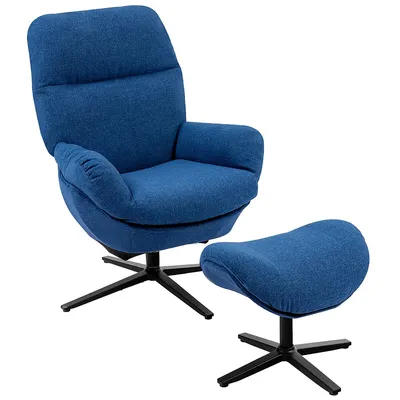 Modern Swivel Rocking Chair & Ottoman Set W/aluminum Alloy Base